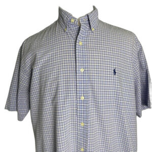 Ralph Lauren Blake 100% Cotton Short Sleeve Button Down Shirt, Sz L, Blue Violet